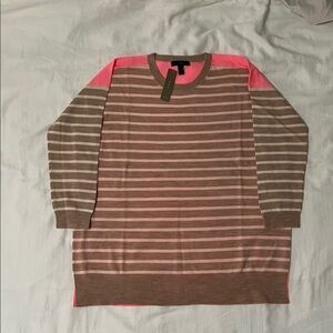 J. Crew Merino Wool Pink and Tan Striped Sweater